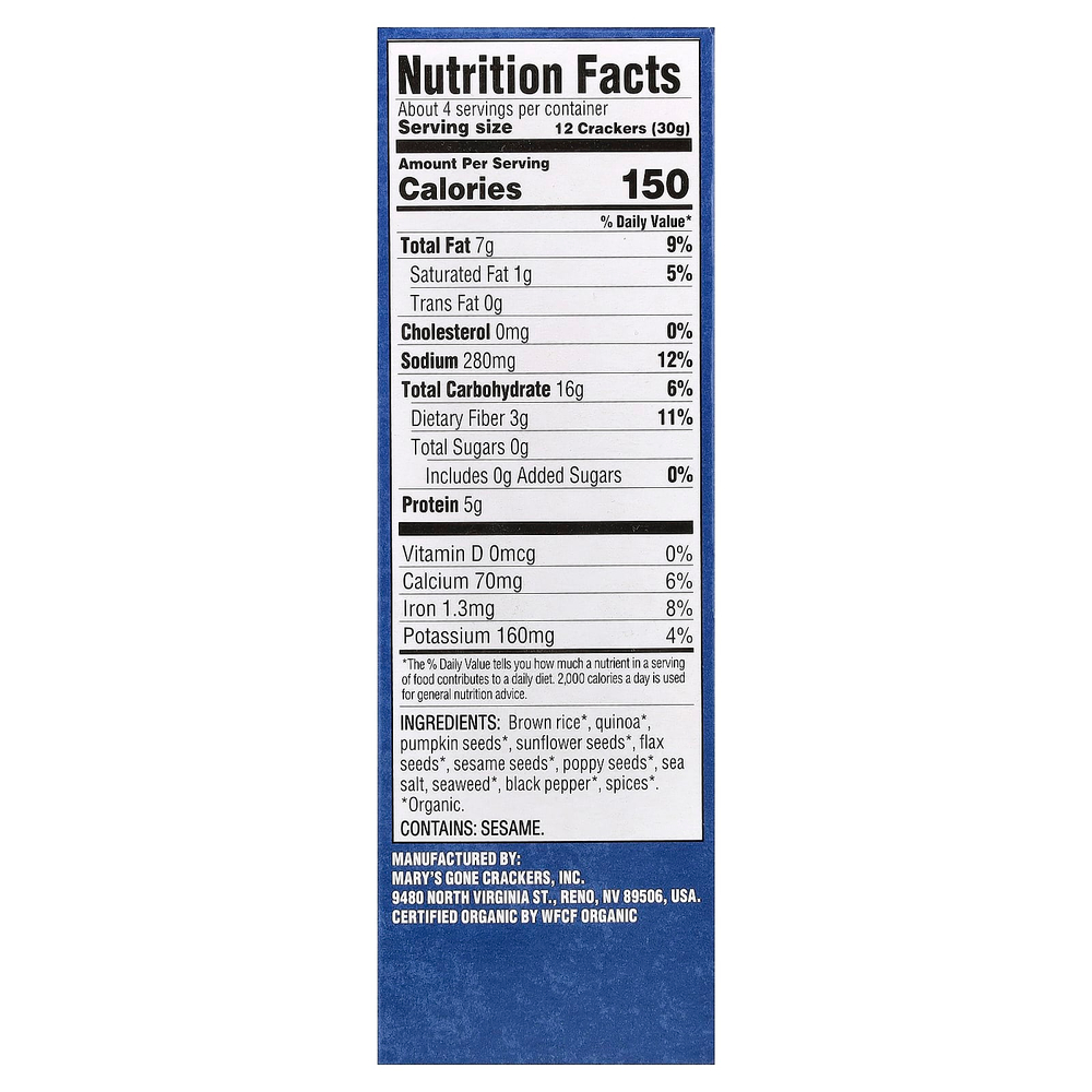 Mary's Gone Crackers, органические крекеры из суперсемена, классические, 113 г (4 унции)