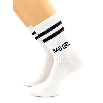 Носки с надписью "Bad girl" белые Hobby Line