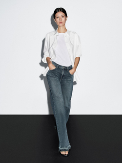 Massimo Dutti Джинсы клеш со средней посадкой, средне-синий