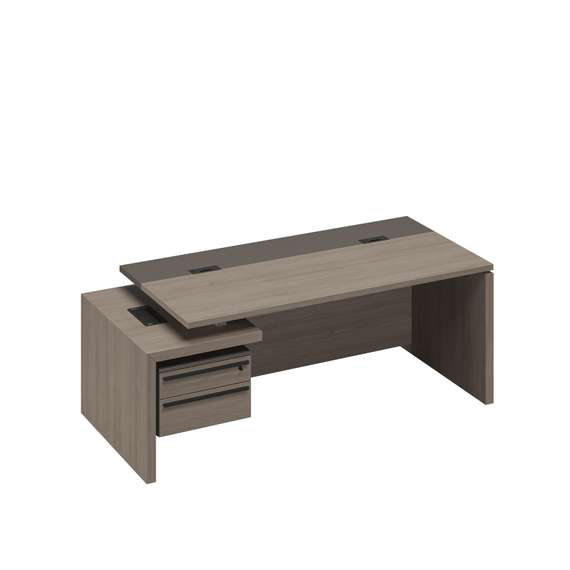 Стол руководителя с кабель-каналами с тумбой подвесной 2-ящичной с замком левый РС 113 ДЧ/ЛС