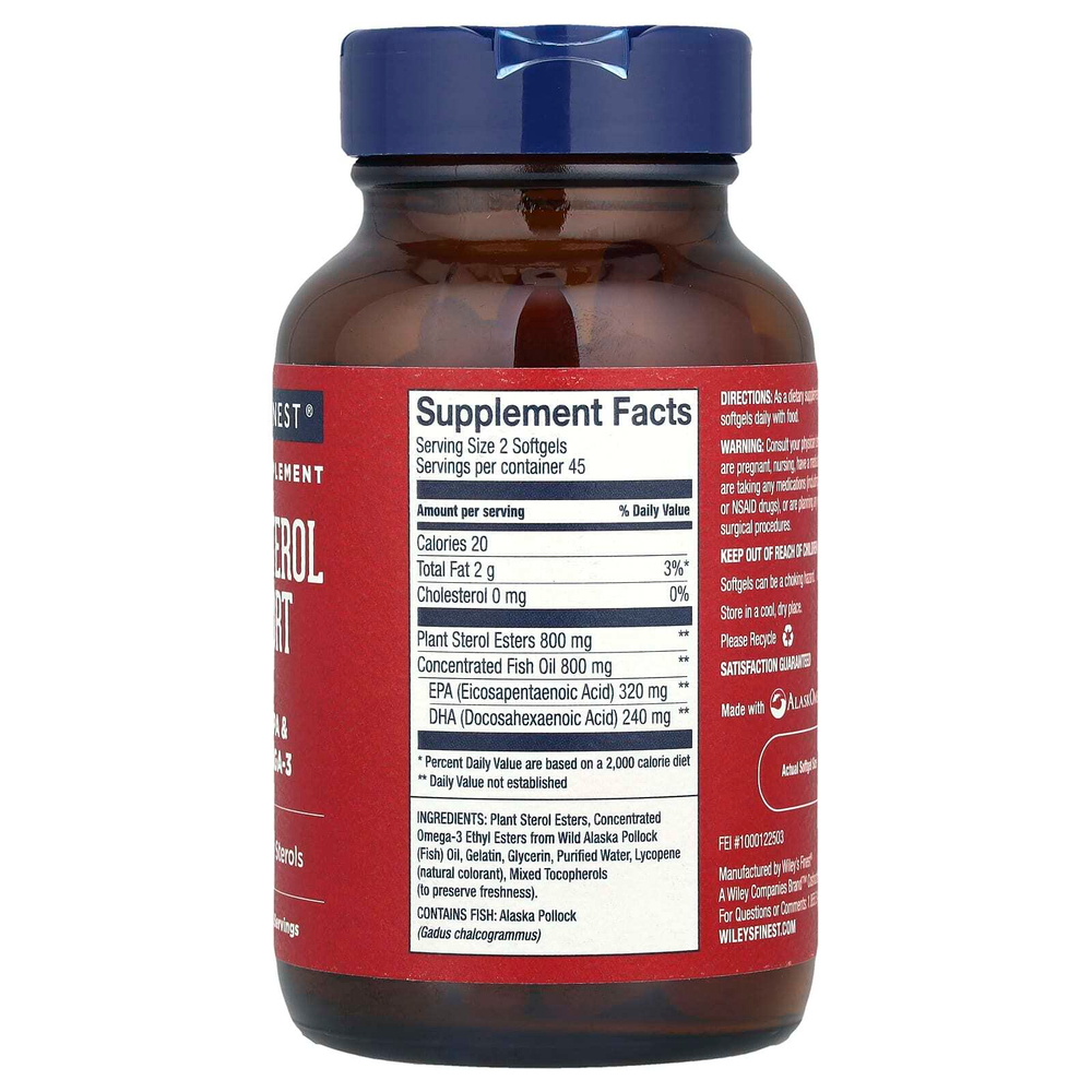 Wiley's Finest, Cholesterol Support, 90 мягких таблеток