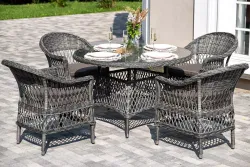"Дольче" обеденная группа из искусственного ротанга, цвет графит