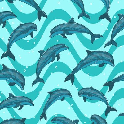 Дельфины и волны. (Дизайнер Irina Skaska)