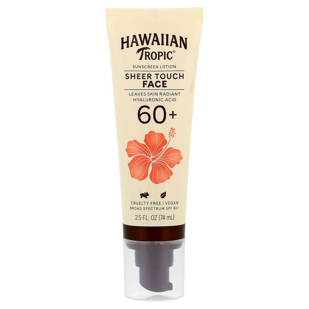 Hawaiian Tropic, Солнцезащитный лосьон для лица Sheer Touch, SPF 60+, 74 мл (2,5 жидк. Унции)