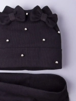 Шапка для девочки на осень с бусинами и снуд