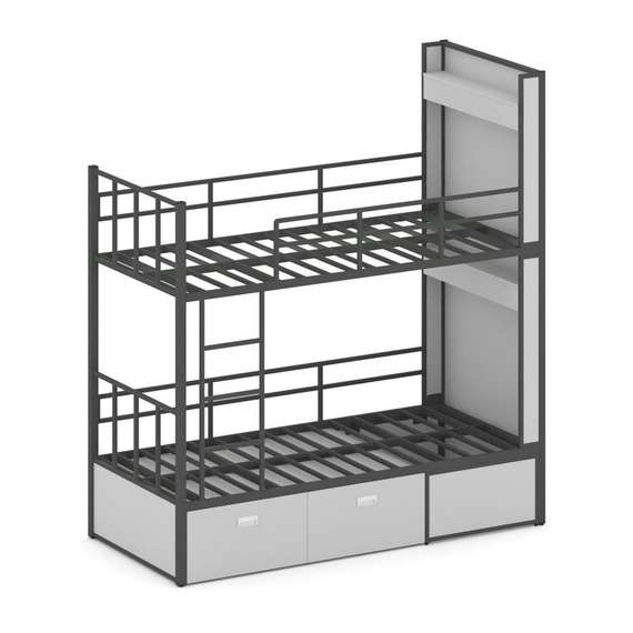 Overnight Кровать 2-х ярусная ON.K2-001 Серый/Металл Антрацит 2080*950*2260