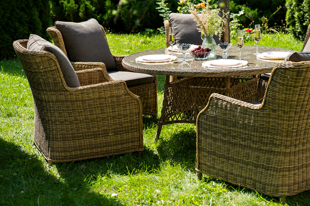 "Эспрессо–150 N" обеденная группа плетеная, цвет соломенный