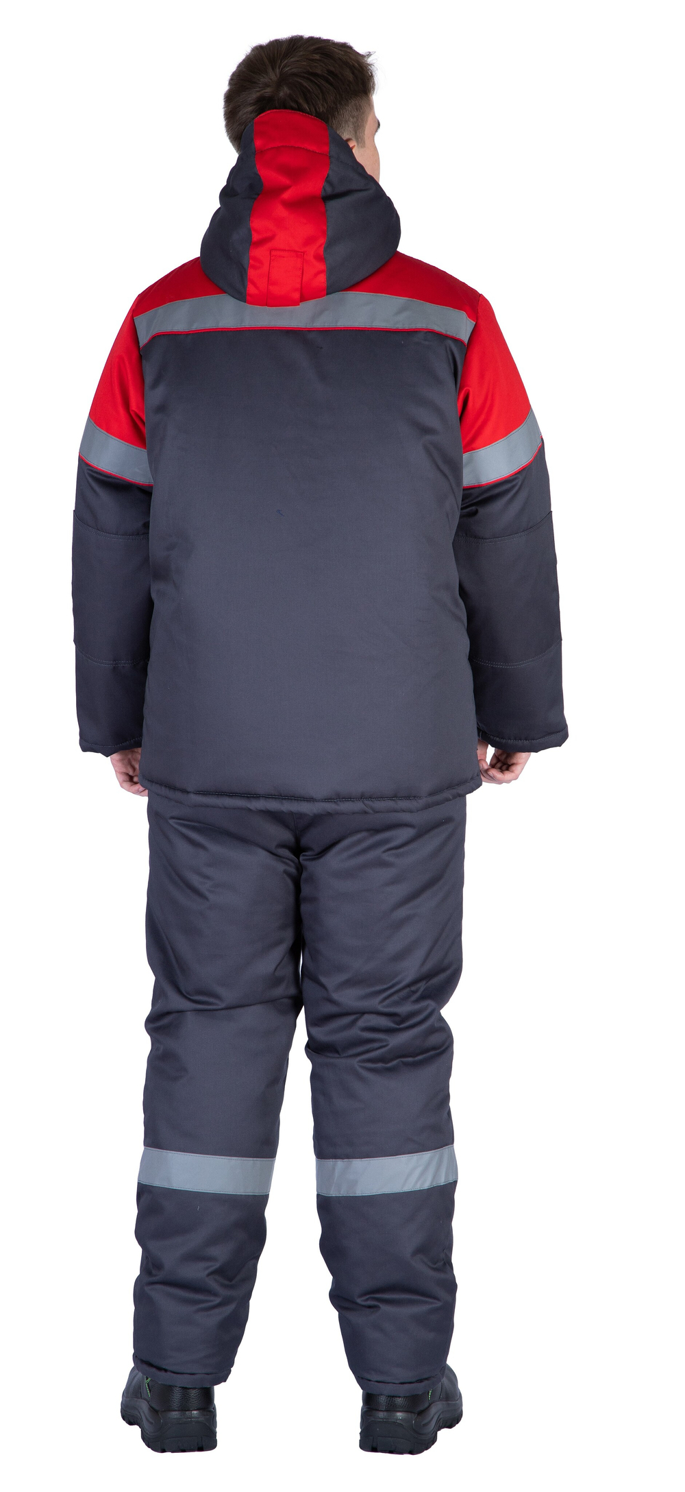Костюм зимний "Байкит" с полукомбинезоном, т.серый/красный