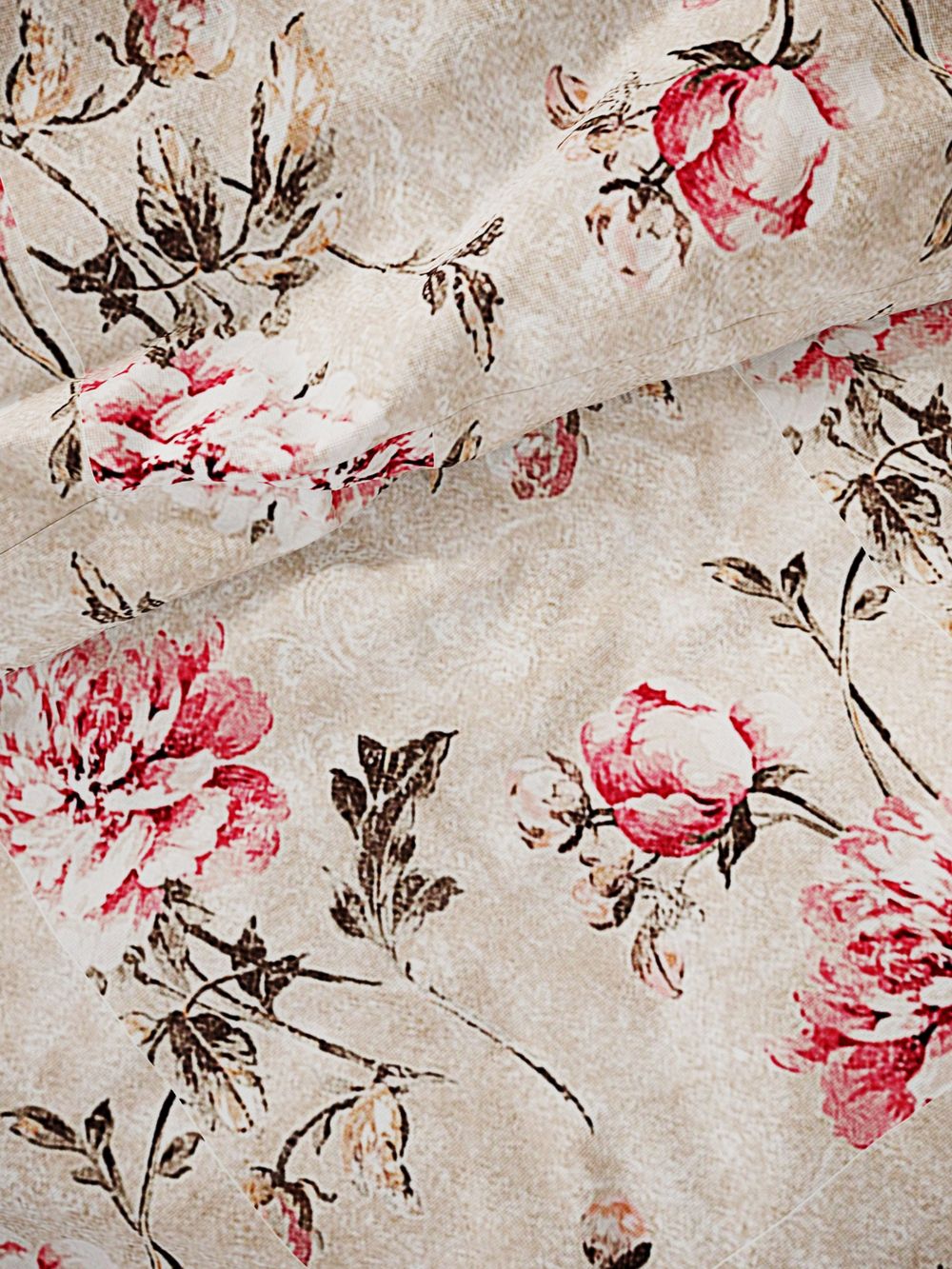 Простынь на резинке перкаль Сказка "Пионы винтаж" 140x200 см