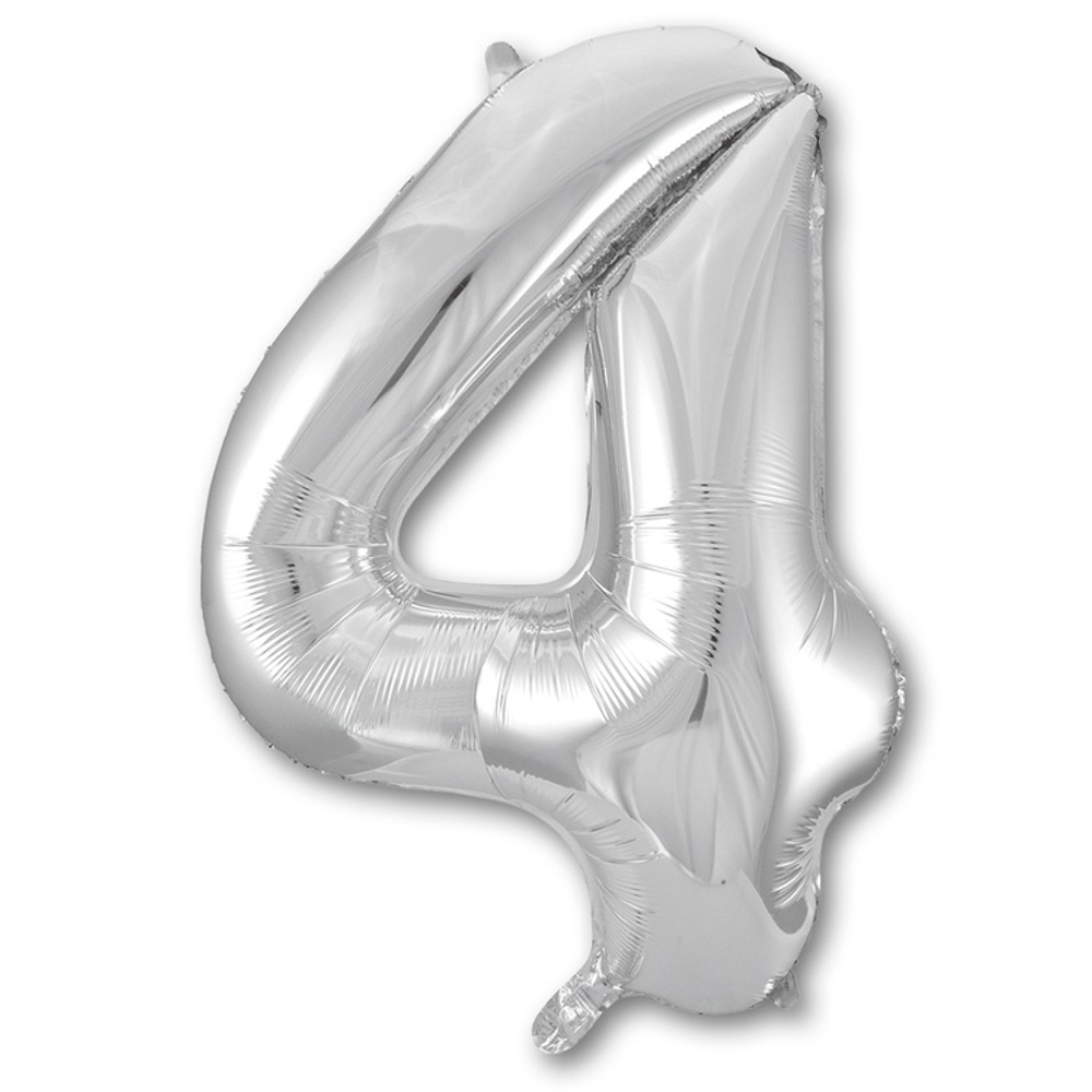 Шар ЦИФРА 4 Silver 40" 102 см
