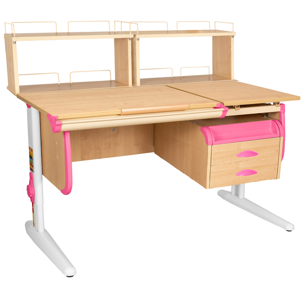 Растущая парта СУТ 25 с задними полками СУТ.15.240 и навесной тумбой (1200×880 мм)