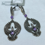 Серьги "Феникс" с гранатом/аметистом