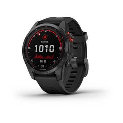 Garmin Fenix 7S Solar — серый корпус, черный силиконовый ремешок
