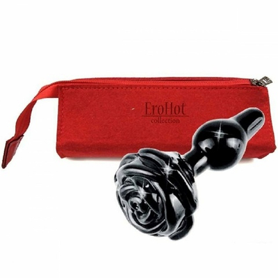 Анальная втулка Floret стекло черный 10 см