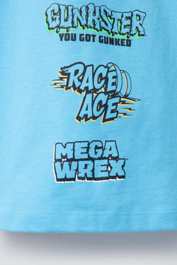 ZARA ФУТБОЛКА С ПРИНТОМ HOT WHEELS ™ MATTEL, ГОЛУБОЙ