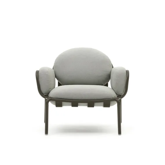 Садовое кресло Joncols серое с зеленой алюминиевой отделкой