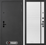 Дверь входная Лабиринт ACUSTIC 22 Белый софт, черная вставка металлическая