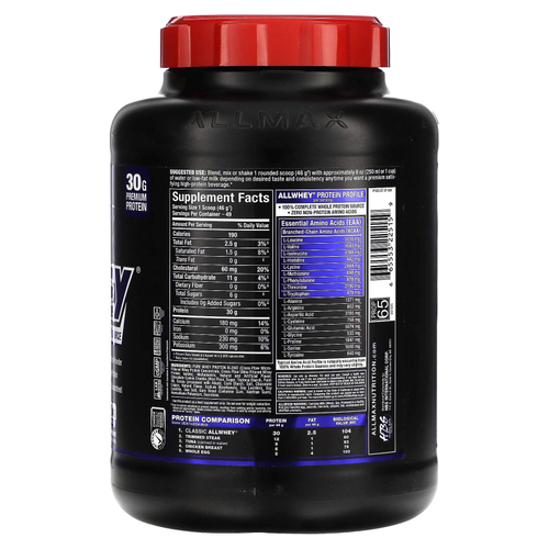 ALLMAX, CLASSIC ALLWHEY®, источник 100% сывороточного протеина, печенье и сливки, 5 фунтов (2,27 кг)