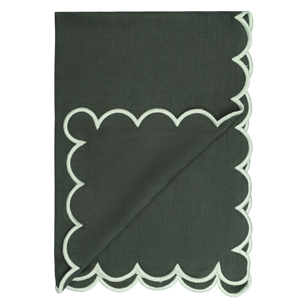 Набор кухонных полотенец с контрастным кантом зеленого цвета из коллекции Trendy Ruffles, 50х70 см