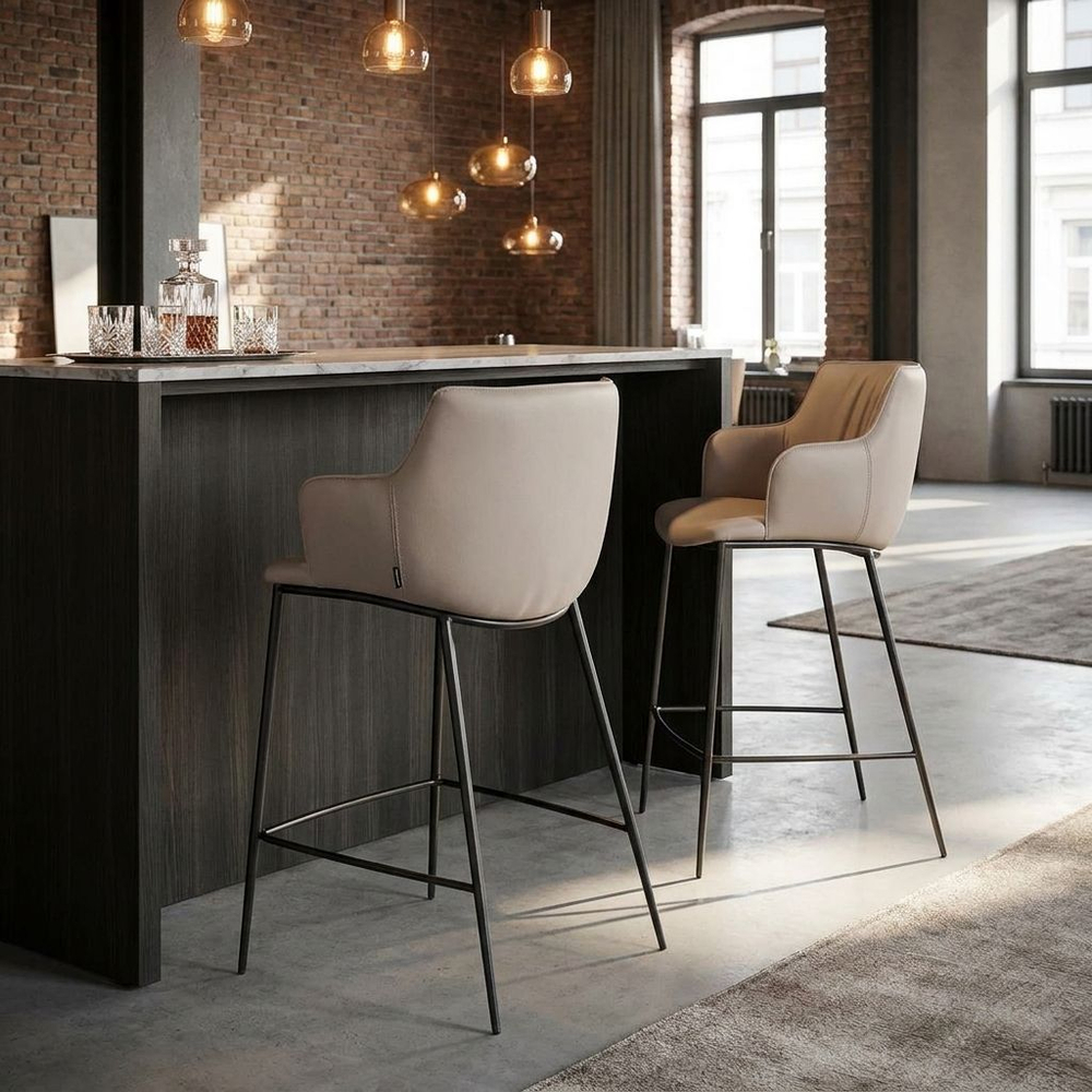 Стул полубарный Sofia, экокожа soft-touch, серый