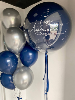 Набор шаров для мужа двойной шар синий/хром серебро №3494