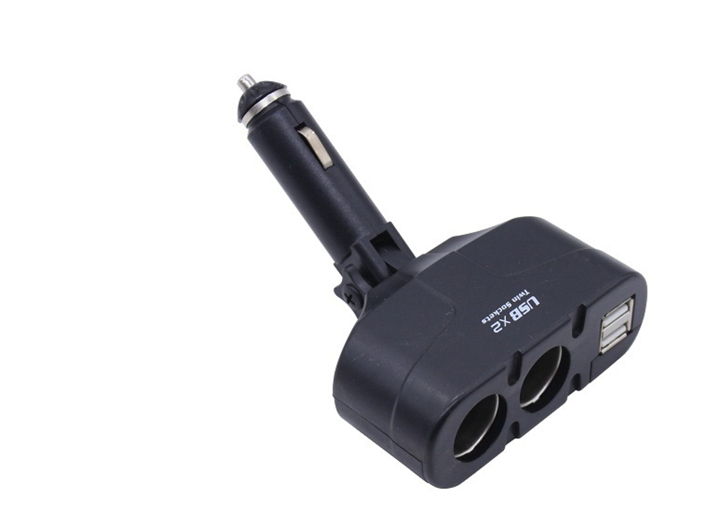 Разветвитель прикуривателя 2гнезда + 2USB+ цельный Weifeng WF003