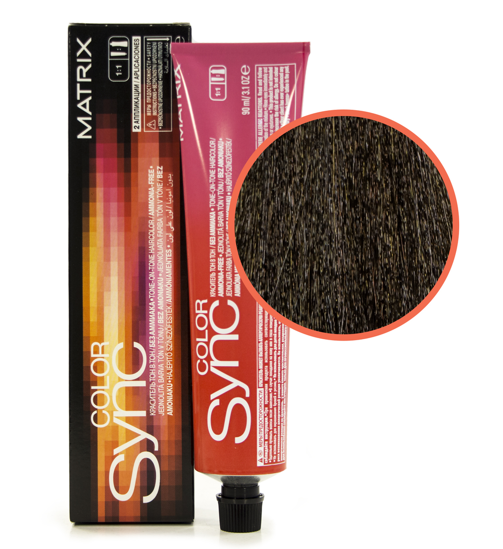 Matrix Краска для волос без аммиака SoColor Sync Pre-Bonded 4A Шатен пепельный 90 мл.