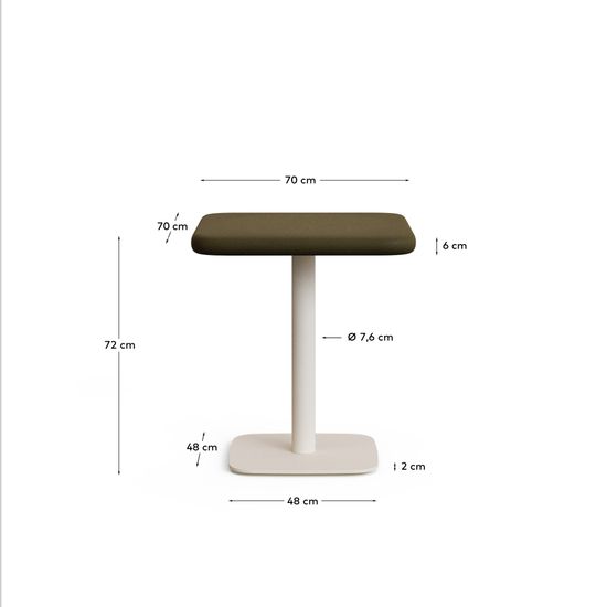 Уличный стол Dina белый из цемента и стали со столешницей Ø70 см
