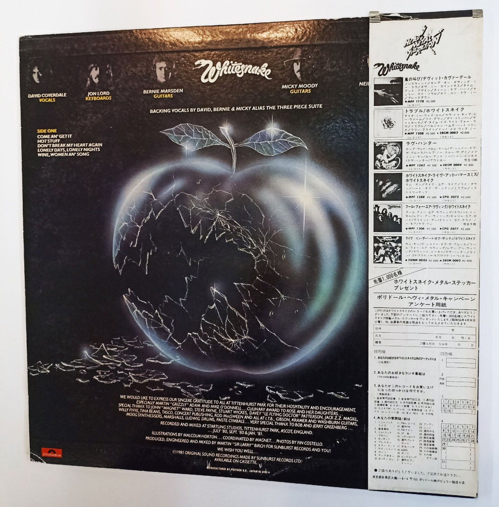 Винтажная виниловая пластинка LP Whitesnake Come An Get It (Japan 1981)