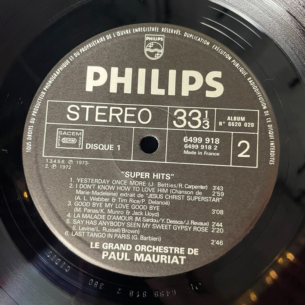 Винтажная виниловая пластинка LP Поль Мориа Le Grand Orchestre De Paul Mauriat Super HitsToccata and Penelope Vol.1 (France 1974)