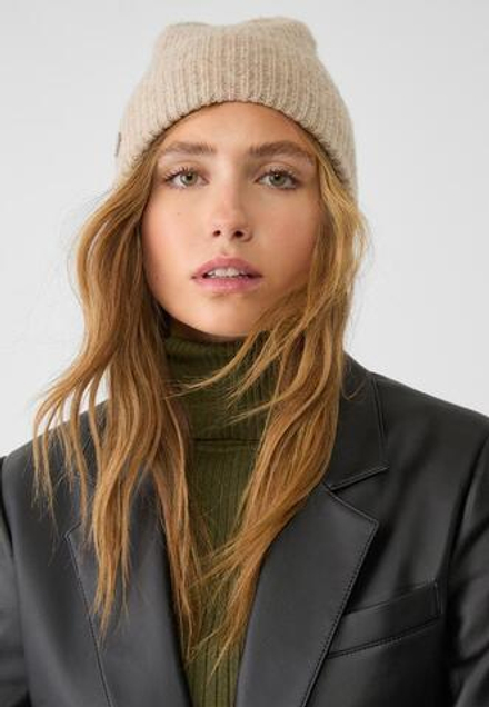 STRADIVARIUS ШАПКА С КОНТРАСТНОЙ ДЕТАЛЬЮ, БЕЖЕВЫЙ