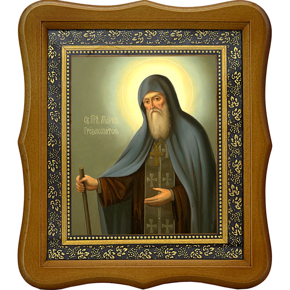 Марк Печерский преподобный, гробокопатель. Икона на холсте.
