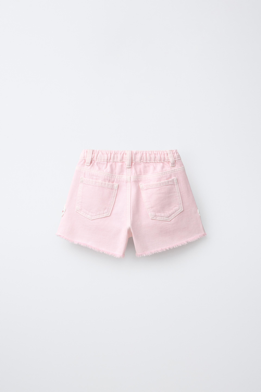ZARA БЕРМУДЫ ИЗ САРЖИ С ЦВЕТАМИ КРЮЧКОМ, РОЗОВЫЙ/БЕЛЫЙ