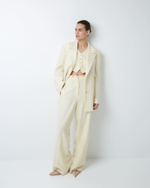 Брюки с регулируемым хлястиком из шерсти белый шоколад