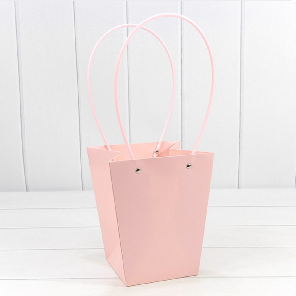Пакет подарочный 20х17х12 Ваза для цветов (Розовый)