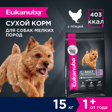 Сухой корм Eukanuba Adult Small Breed 1+ years для взрослых собак мелких пород с курицей 15 кг