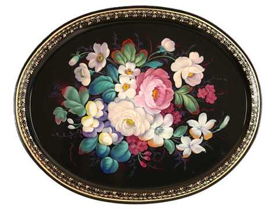 Жостовский поднос декоративный, размер 51х41 см (A26), металлический