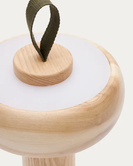 Переносная настольная лампа Luba из массива ясеня и зеленой ручкой