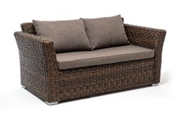 "Капучино" диван из искусственного ротанга (гиацинт) двухместный, цвет коричневый