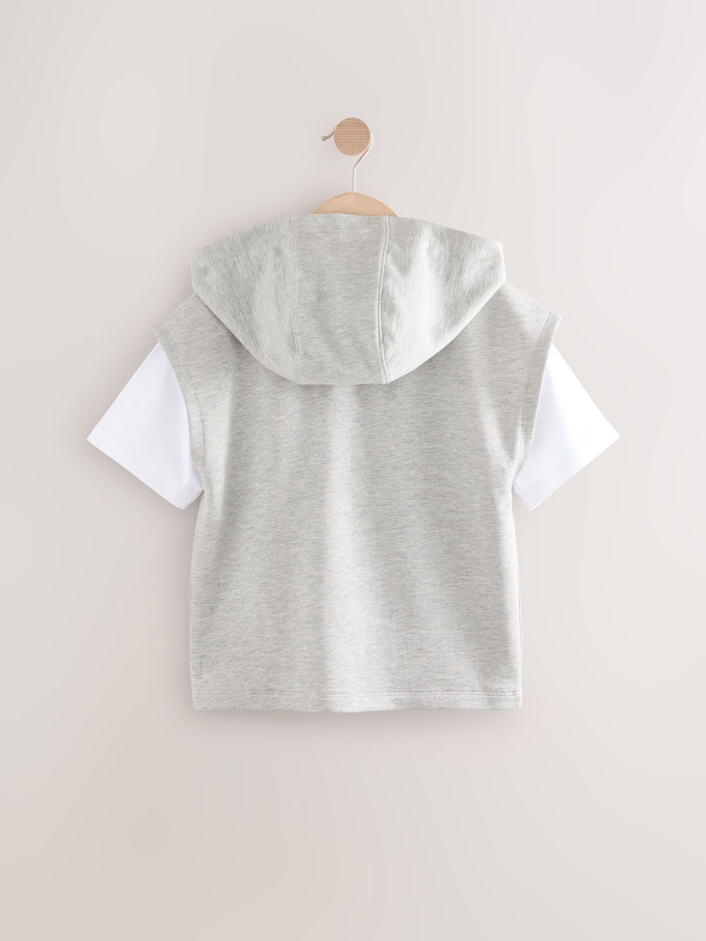 Футболка и жилет с капюшоном в комплекте для мальчика Next E43-866, Серый, Белый