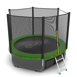 EVO JUMP External 8ft (Green) + Lower net. Батут с внешней сеткой и лестницей, диаметр 8ft (зеленый) + нижняя сеть