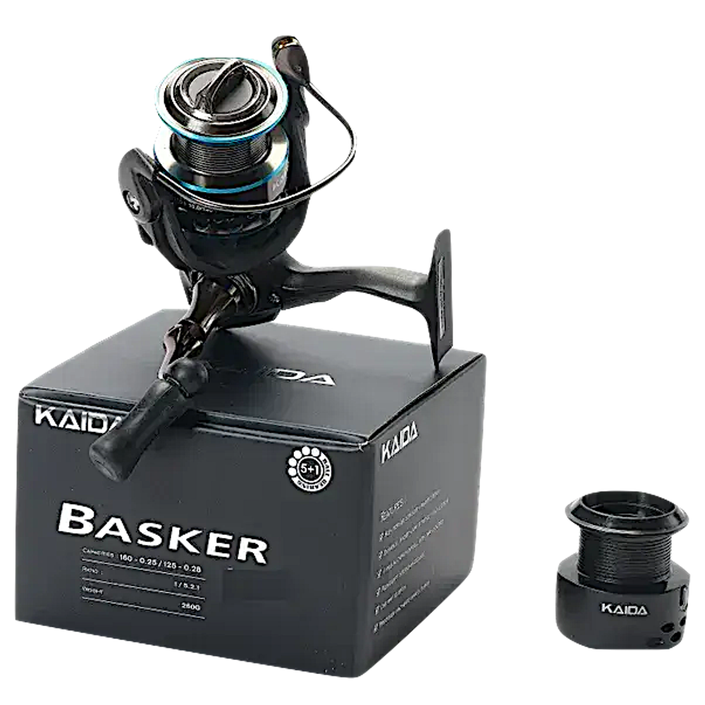 Катушка Kaida Basker 4000 bb5+1 (5.2:1) 269г 0.28/0.30/0.35мм-175/155/115м Фидерная, Мет.шпуля