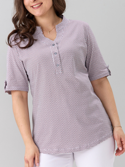 Блузка БЛ-122/синекрасная-гусинаялапка