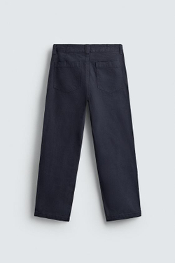 ZARA БРЮКИ STRAIGHT FIT С ЭФФЕКТОМ ПОТЕРТОСТИ, МОРСКОЙ СИНИЙ