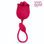 Малиновый вибростимулятор-бутон с вращающимися тычинками (Цвет: малиновый)