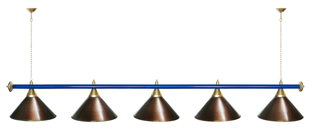 Лампа STARTBILLIARDS 5 пл. (плафоны зеленые,штанга золотая,фурнитура золото)