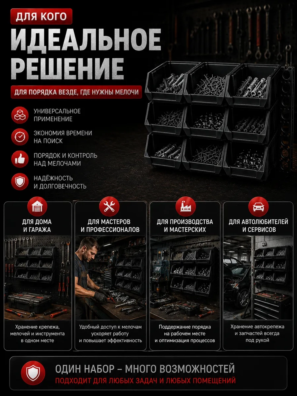 Лотки для метизов 12 шт с креплением на стену