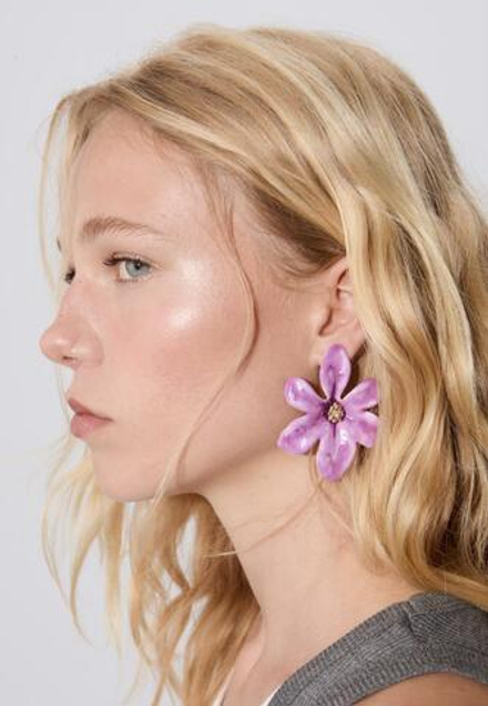 STRADIVARIUS Эмалированные серьги-цветы, сиреневый