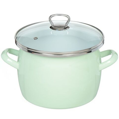 Кастрюля сталь, эмал, 5 л, с крыш, Сантэкс, 1-2450111, салатовый ментол, индукц