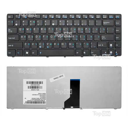Клавиатура для ноутбука Asus A42, A42N, B43, K41, K42, K43, UL30, Черная, с черной рамкой